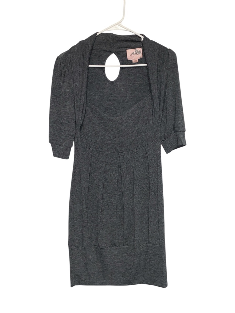 Epilogue Gray Dress Medium Keyhole Back Pleated Y2K Grunge Whimsigoth NWT